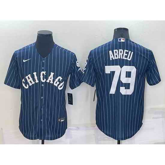 Men Chicago White Sox 79 Jose Abreu Navy Cool Base Stitched Jersey
